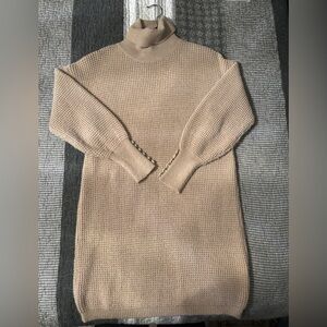 Silk & Salt Tan Knit Cozy Sweater Dress
